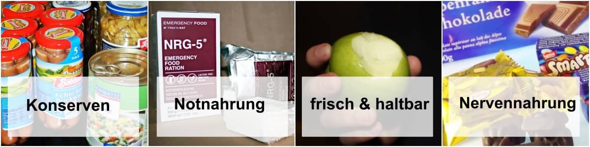Beispiel für einen abwechslungsreichen Prepper Lebensmittel Mix